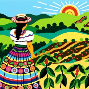 DALL·E 2024-05-01 06.58.17 - Create a highly detailed illustration in the style of Latin American folk art, closely matching the original image. The scene is set in a rural Colomb